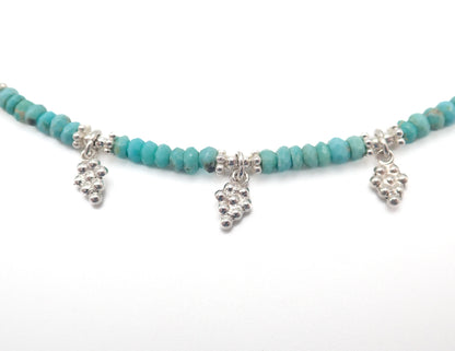 Collier pampilles Turquoises Argent