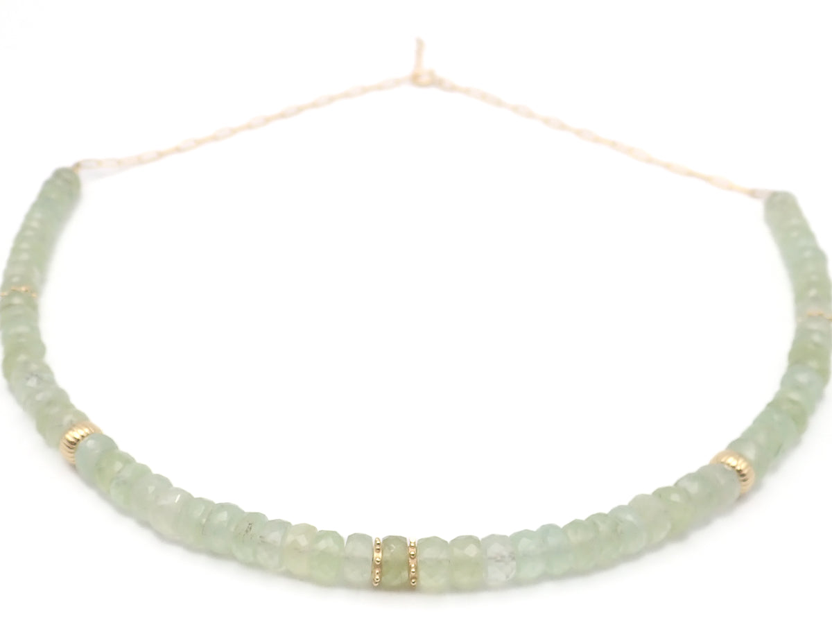 Collier Préhnite or jaune laminé