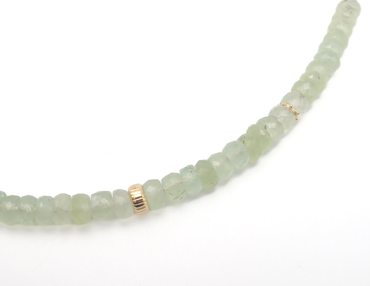 Collier Préhnite or jaune laminé
