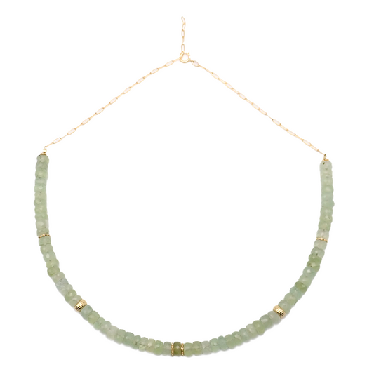 Collier Préhnite or jaune laminé