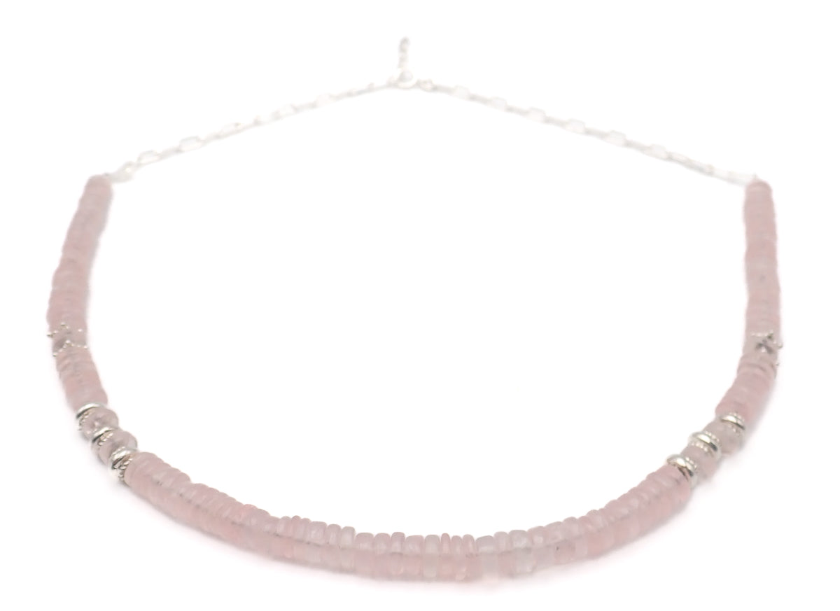 Collier Quartz Roses Argent