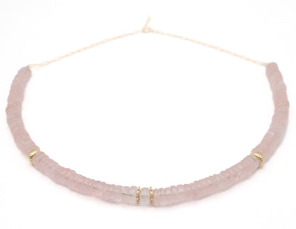 Collier Quartz Roses or jaune laminé