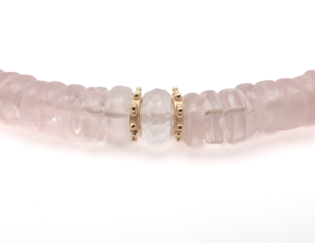 Collier Quartz Roses or jaune laminé