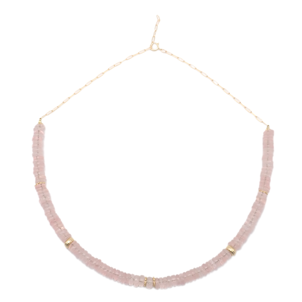 Collier Quartz Roses or jaune laminé