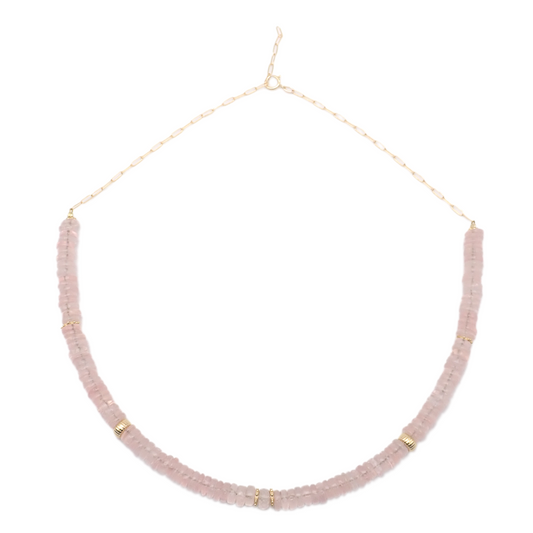 Collier Quartz Roses or jaune laminé