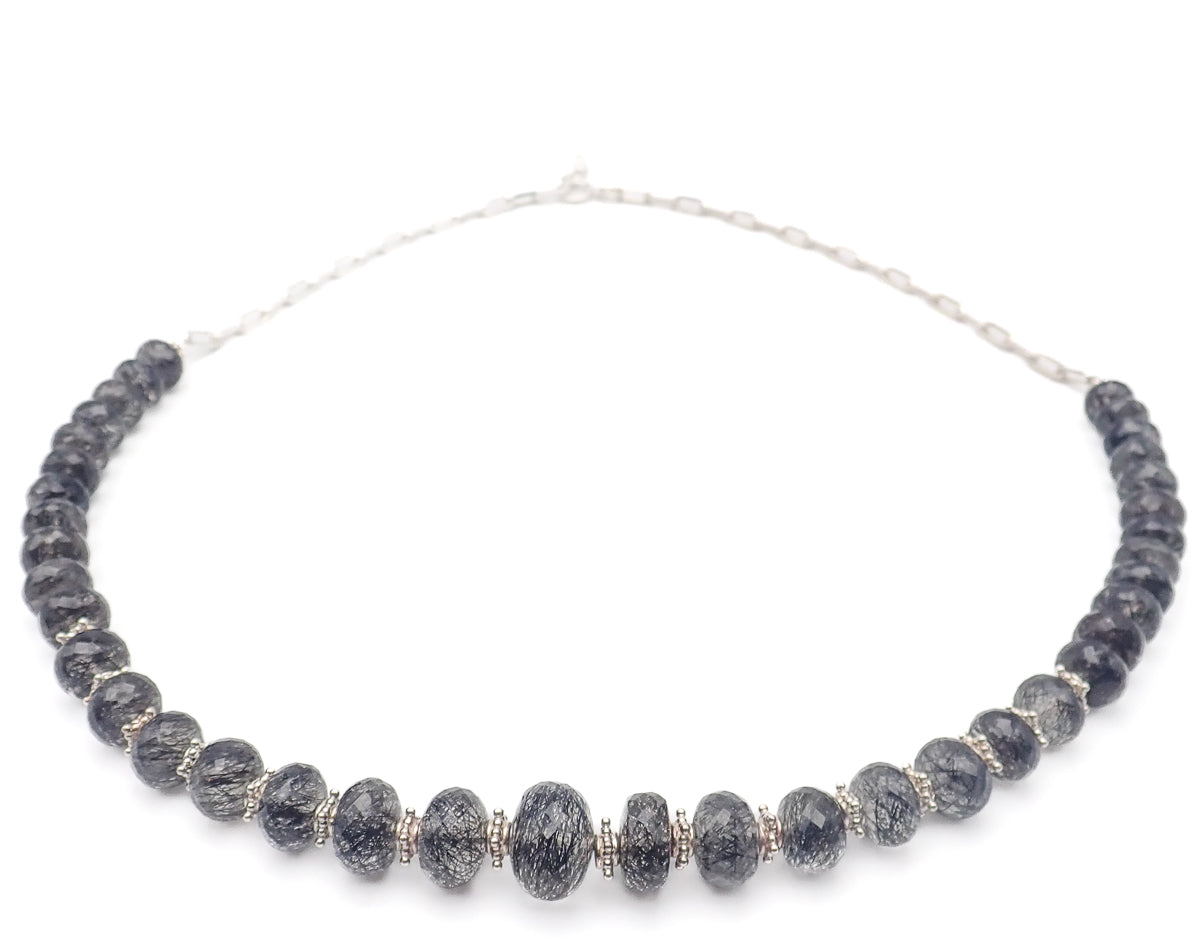 Collier Quartz Tourmaline Argent