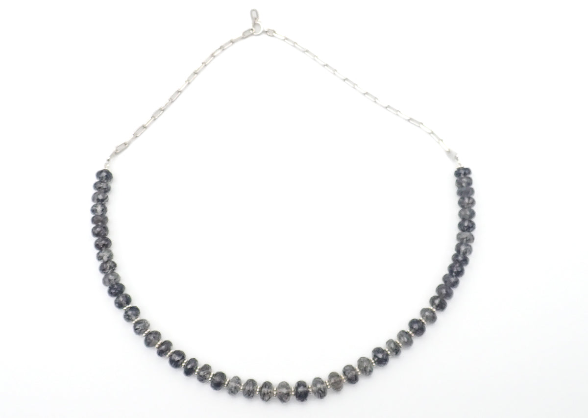 Collier Quartz Tourmaline Argent