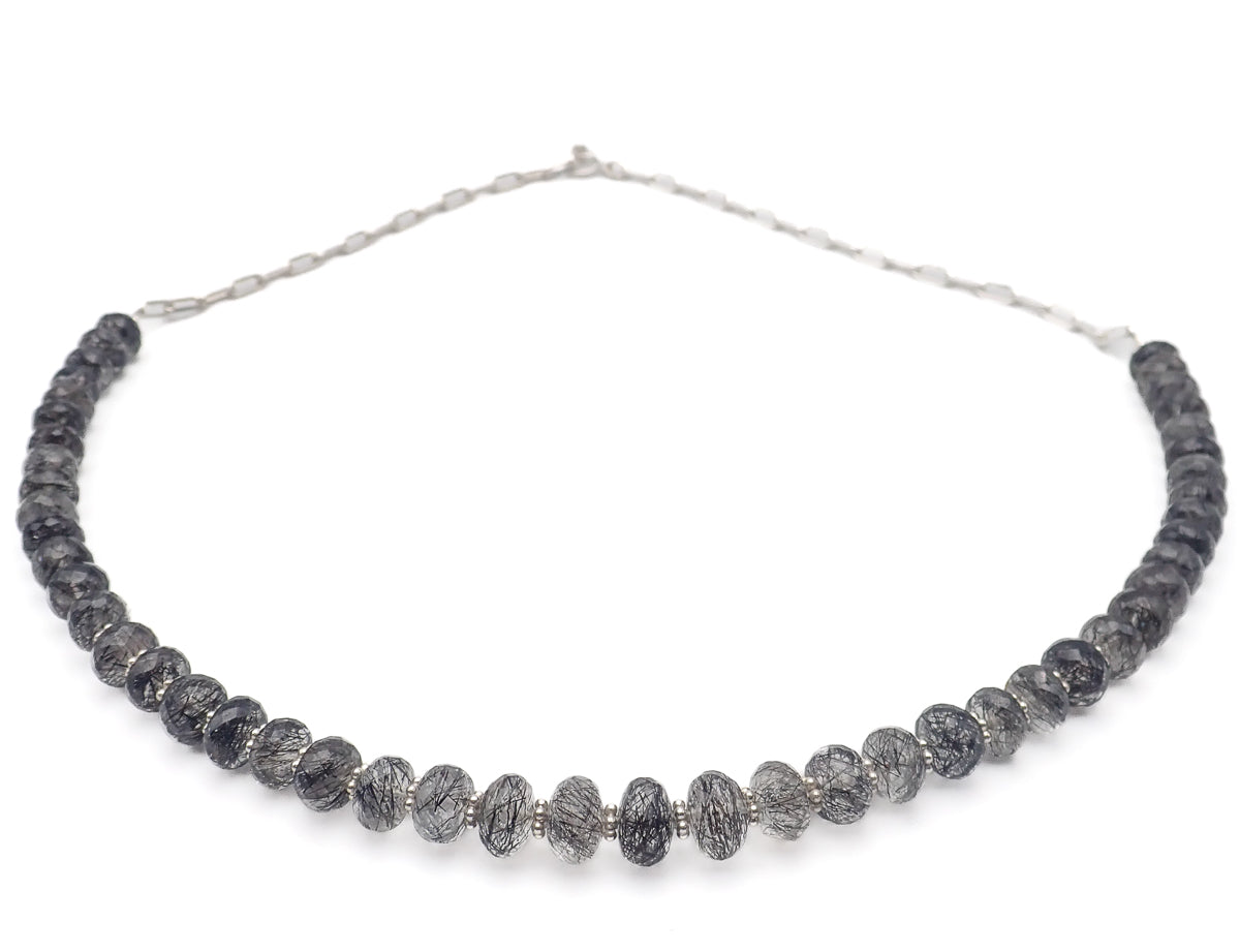 Collier Quartz Tourmaline Argent