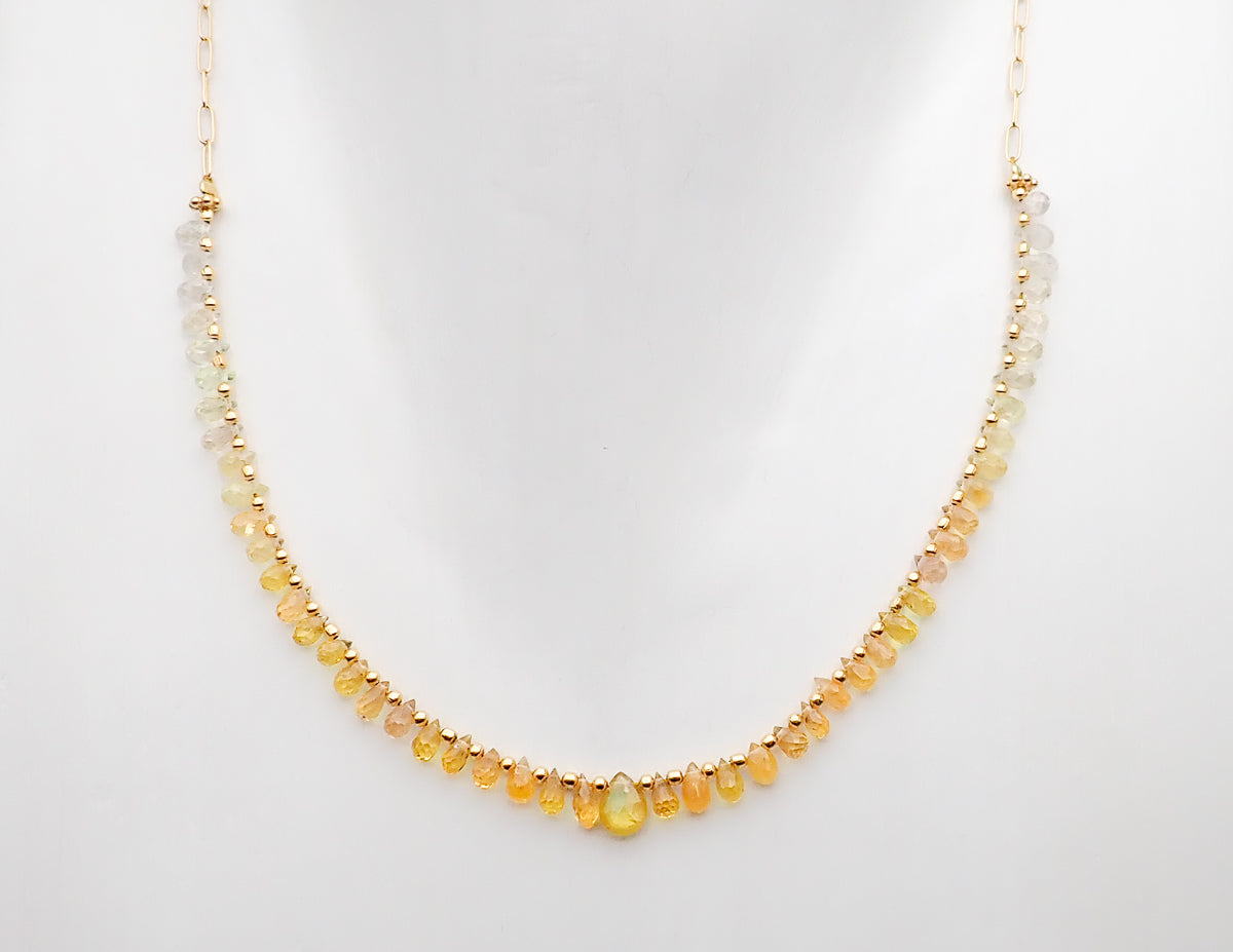 Collier Saphirs Gouttes Dégradé Jaune