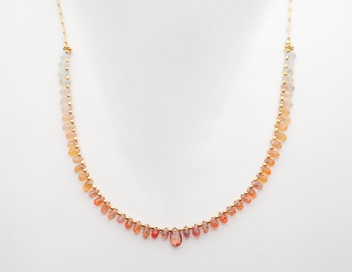 Collier Saphirs Gouttes Dégradé Orange