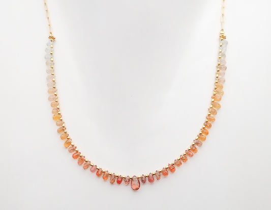 Collier Saphirs Gouttes Dégradé Orange