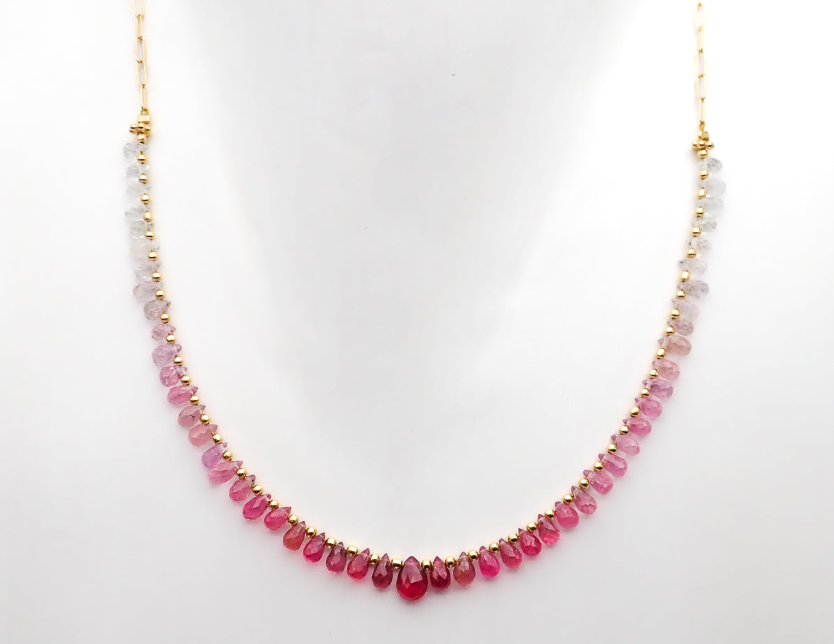 Collier Saphirs Gouttes Dégradé Rose