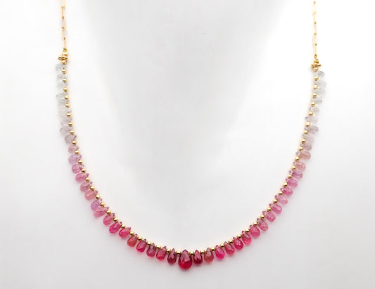 Collier Saphirs Gouttes Dégradé Rose