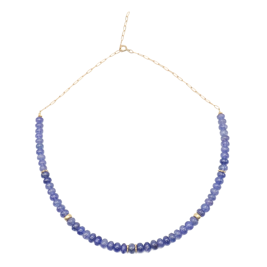Collier Tanzanites or jaune laminé