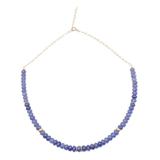 Collier Tanzanites or jaune laminé