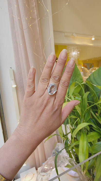 Bague Quartz Tourmaline facetté