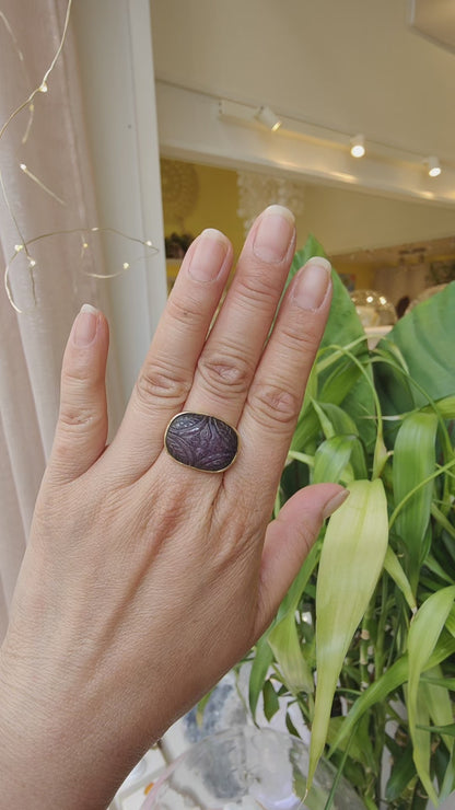 Bague Rubis gravé rectangle