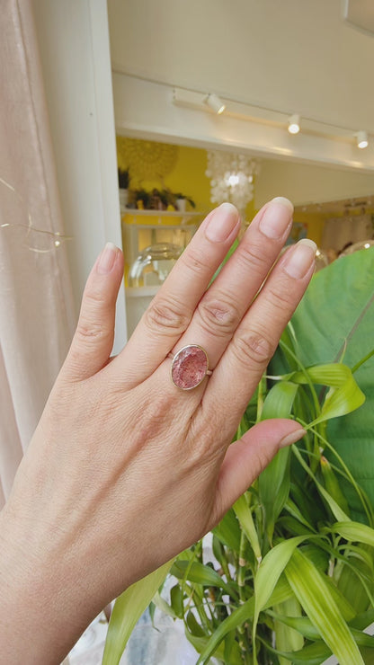 Bague Quartz Fraise facetté - grand