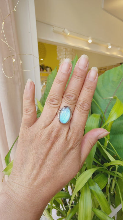 Bague Labradorite trèfle