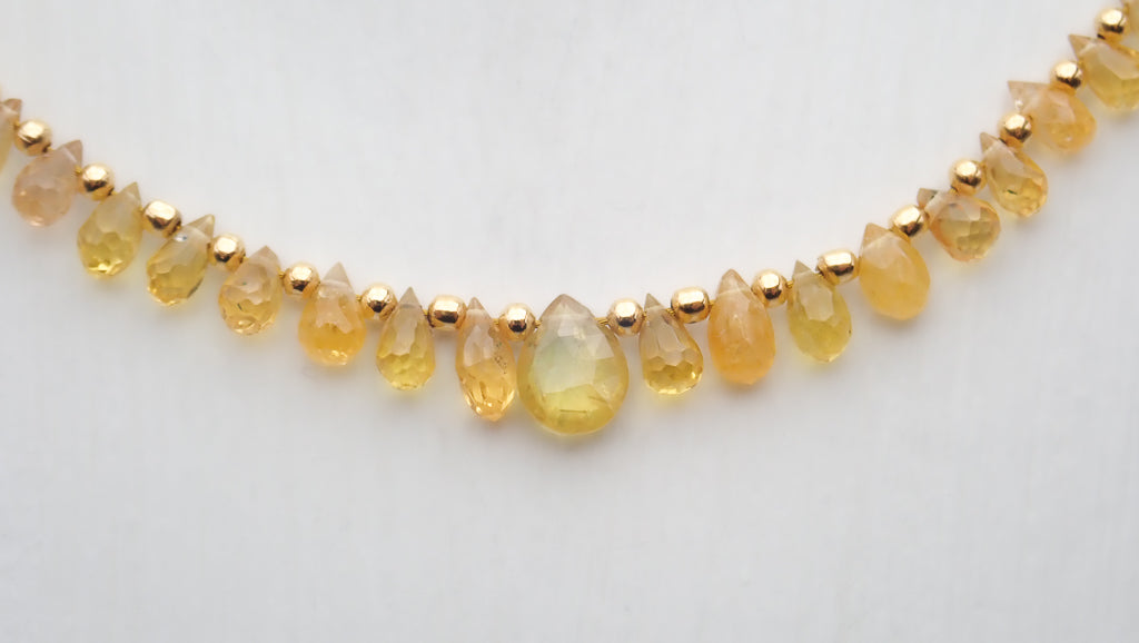 Collier Saphirs Gouttes Dégradé Jaune