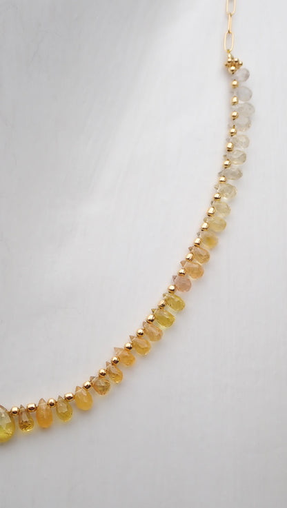 Collier Saphirs Gouttes Dégradé Jaune