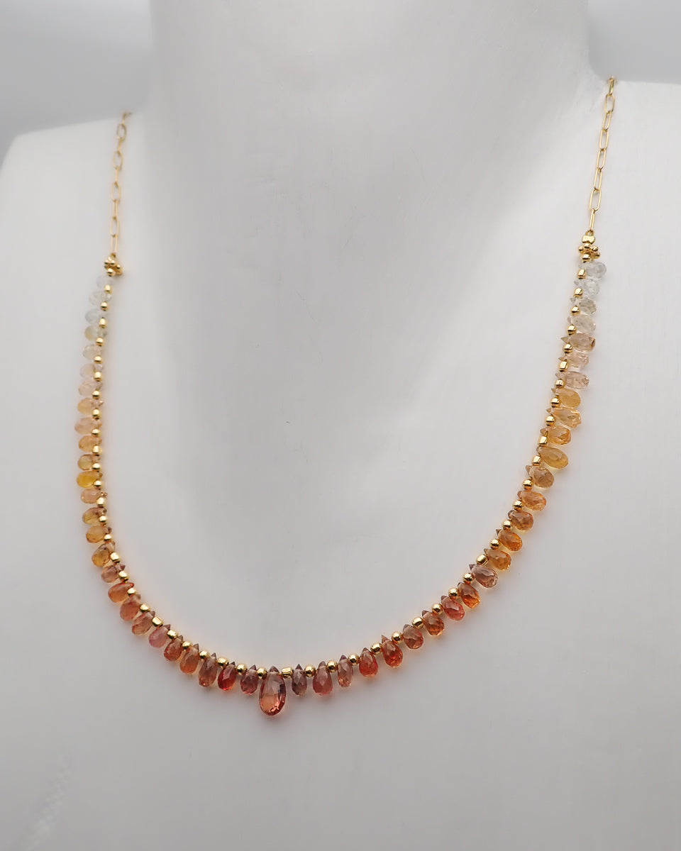 Collier Saphirs Gouttes Dégradé Orange