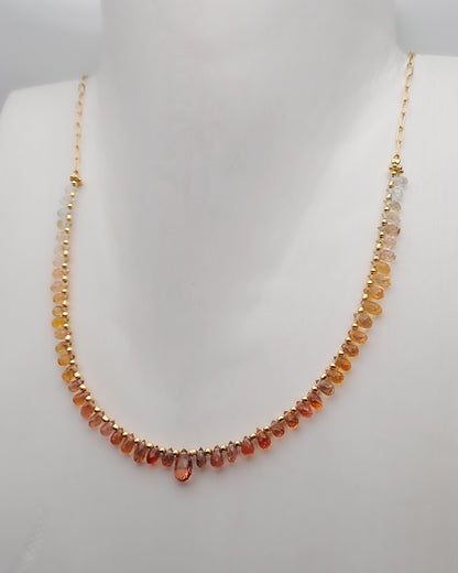 Collier Saphirs Gouttes Dégradé Orange