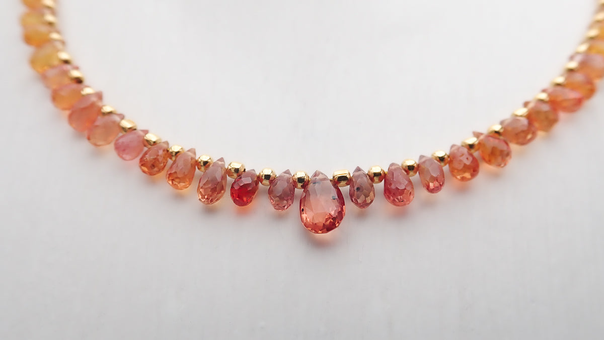Collier Saphirs Gouttes Dégradé Orange