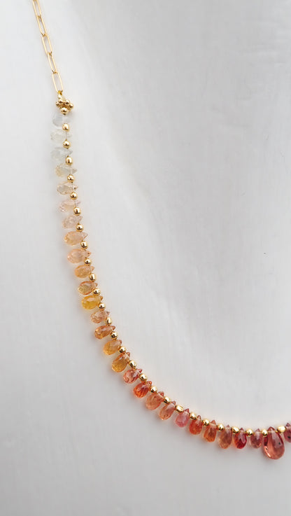 Collier Saphirs Gouttes Dégradé Orange
