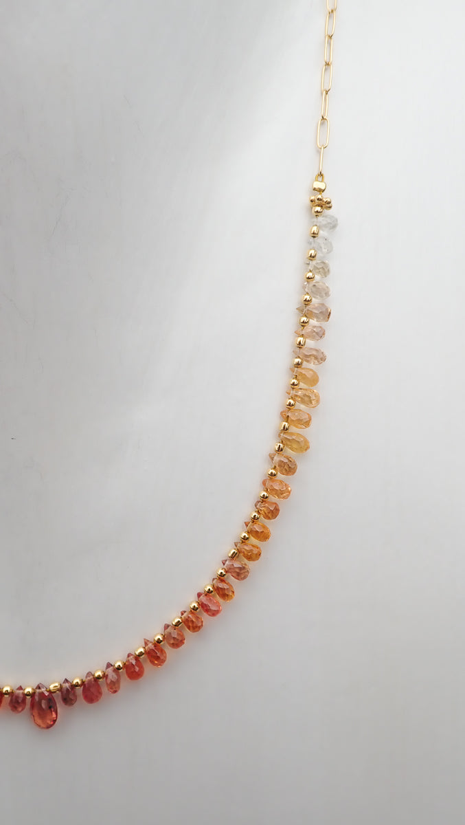 Collier Saphirs Gouttes Dégradé Orange