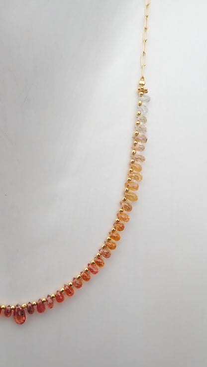 Collier Saphirs Gouttes Dégradé Orange