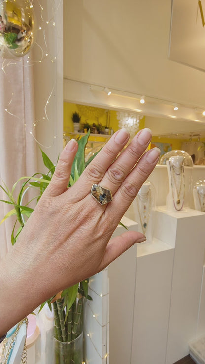 Bague Rutile doré étoilé