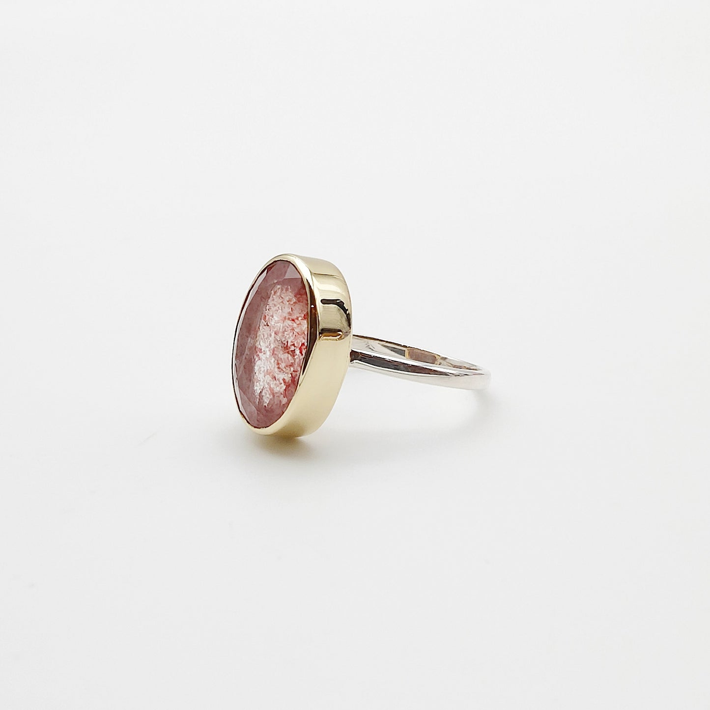 Bague Quartz Fraise facetté - grand