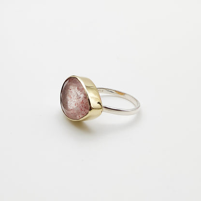 Bague Quartz fraise Facetté - Goutte