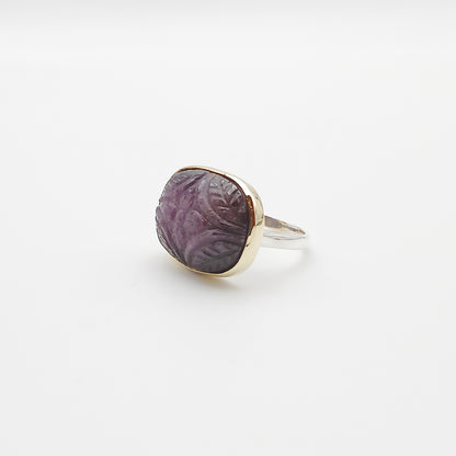 Bague Rubis gravé rectangle