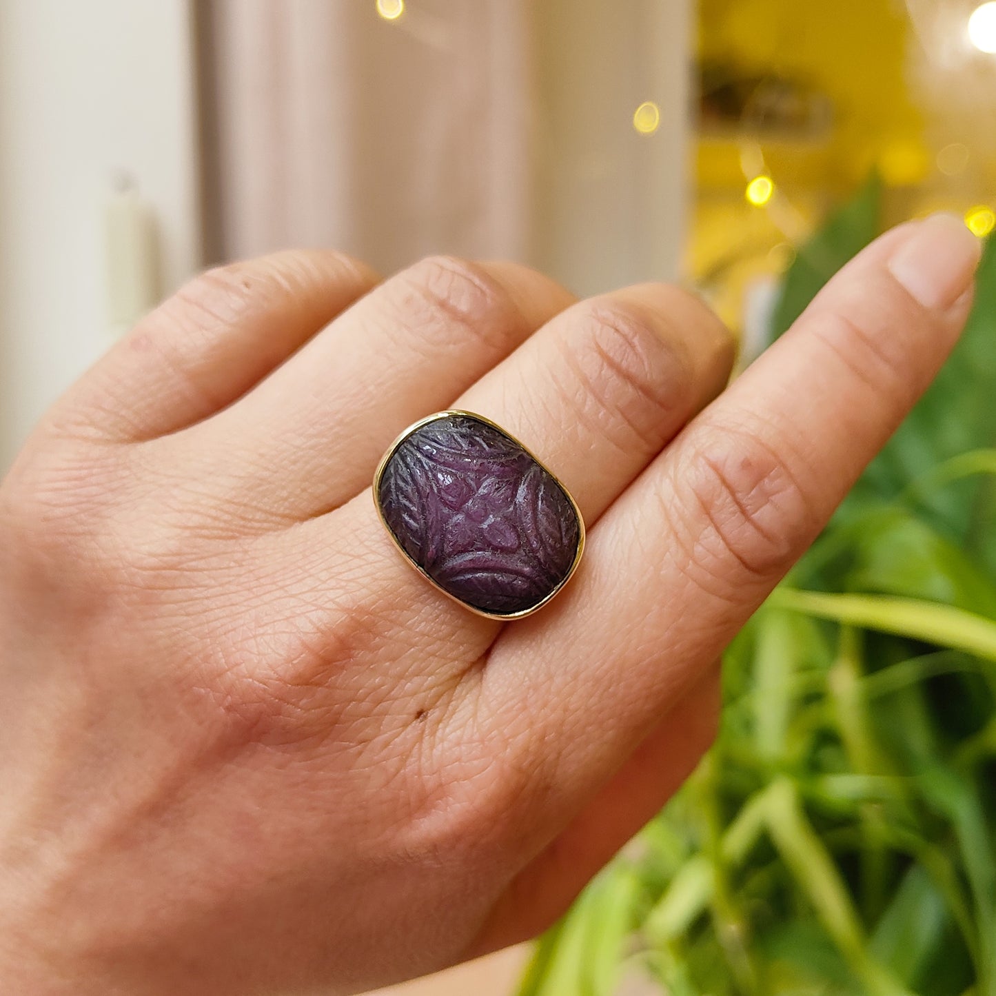 Bague Rubis gravé rectangle