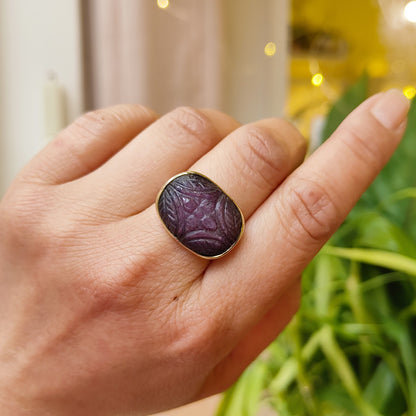 Bague Rubis gravé rectangle