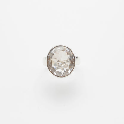 Bague Cristal de roche facetté