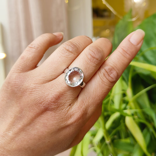 Bague Cristal de roche facetté