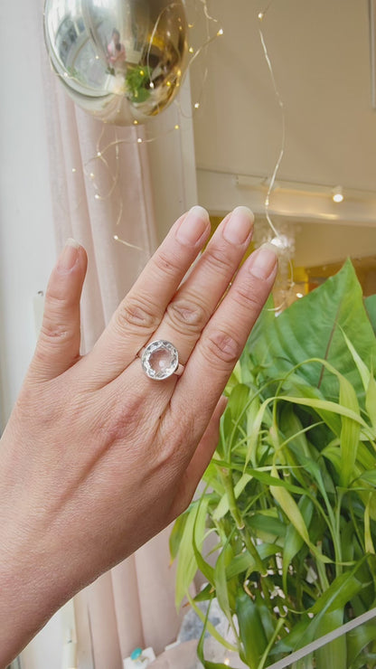 Bague Cristal de roche facetté