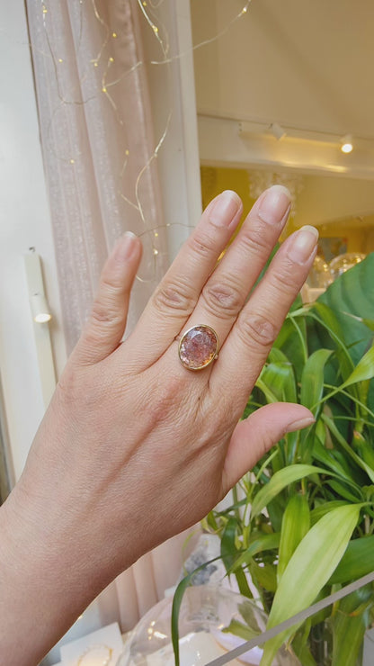 Bague Pierre de soleil facettée